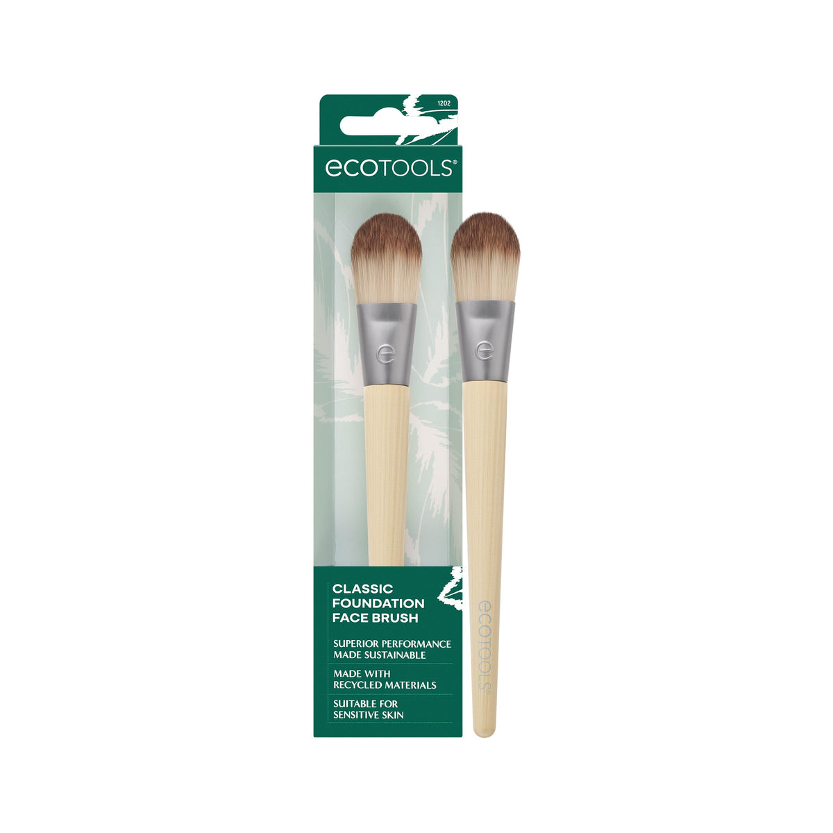 EcoTools foundation brush front view showing shape and control