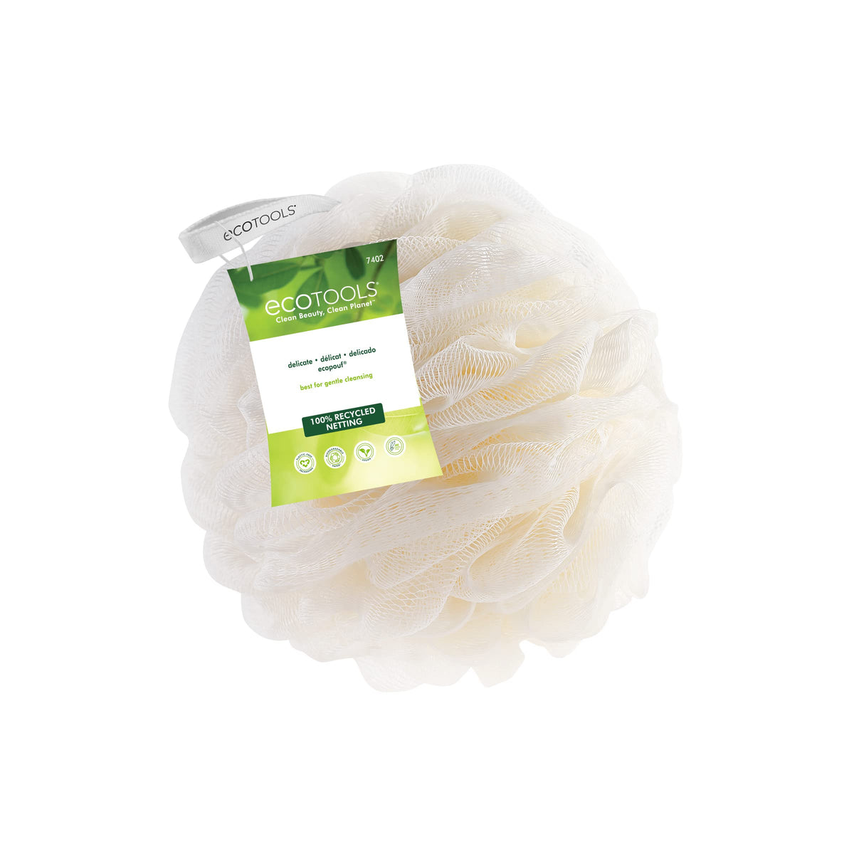EcoTools EcoPouf close-up of recycled netting texture for gentle exfoliation