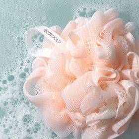 EcoTools EcoPouf producing creamy lather to extend body wash usage
