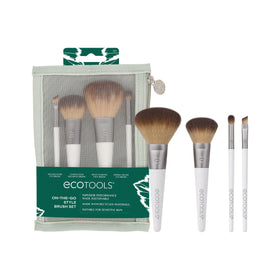 EcoTools front packaging showing the five-piece travel brush kit and pouch benefit portability