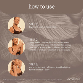 EcoTools Good Tan brush blending self-tanner on elbow for even finish