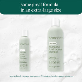 EcoTools shampoo pouring from bottle to demonstrate easy dispensing and value