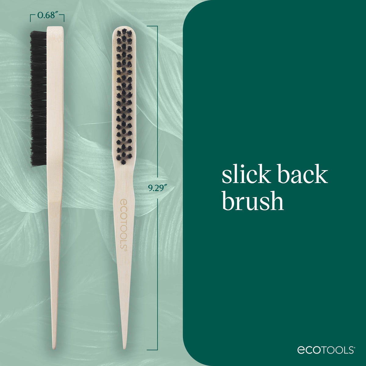 EcoTools brush styling a ponytail to tame frizz and create sleek finish