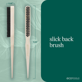 EcoTools brush styling a ponytail to tame frizz and create sleek finish