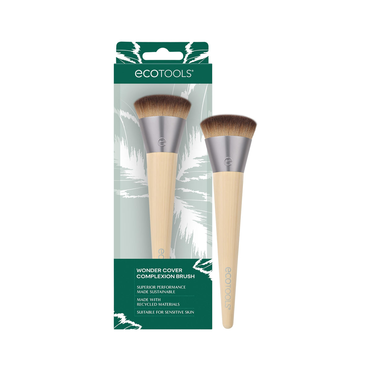 EcoTools brush front view showing dense oval head for flawless coverage