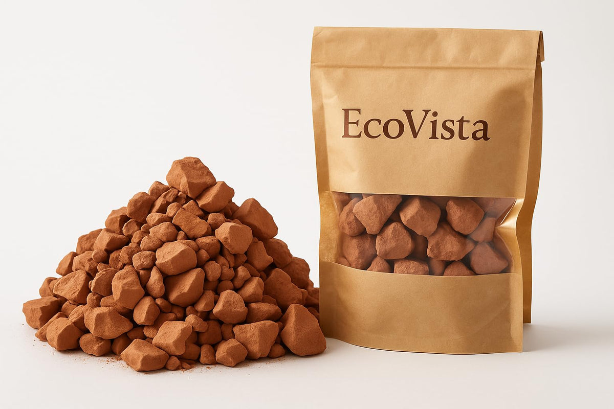 EcoVista front packaging showing 4 oz organic red edible clay, promotes purity