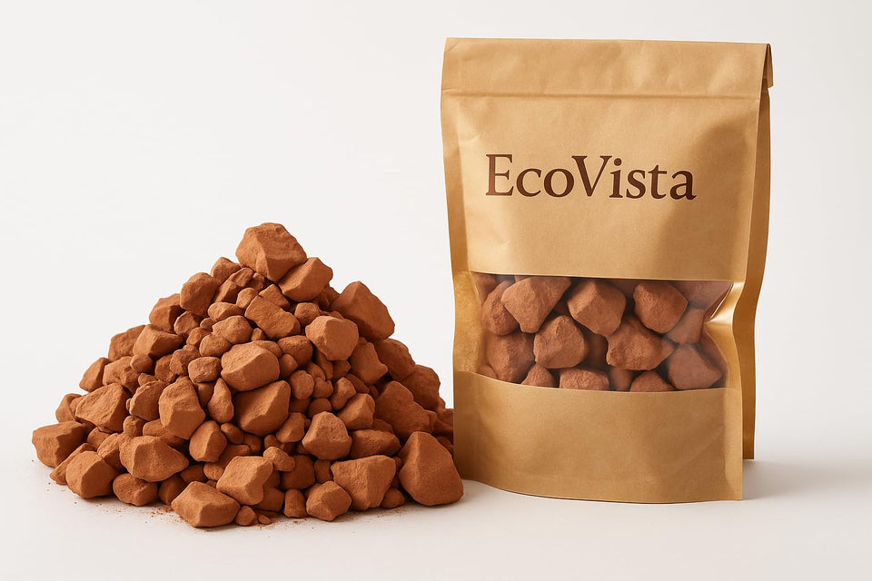 EcoVista front packaging showing 4 oz organic red edible clay, promotes purity