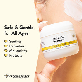 ECZEMA HONEY applying cream to hand demonstrating soothing moisture benefit