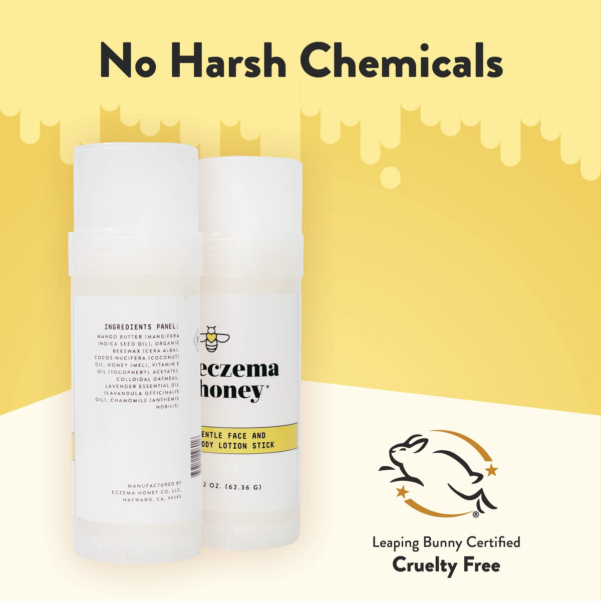ECZEMA HONEY ingredient label close-up showing natural formulation benefit