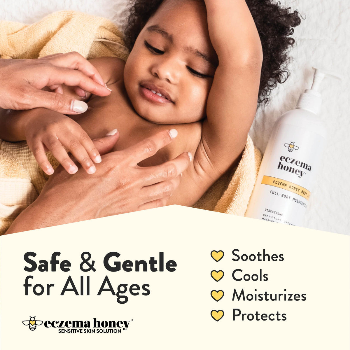 ECZEMA HONEY ingredients label close-up showing colloidal oatmeal and natural components for safety
