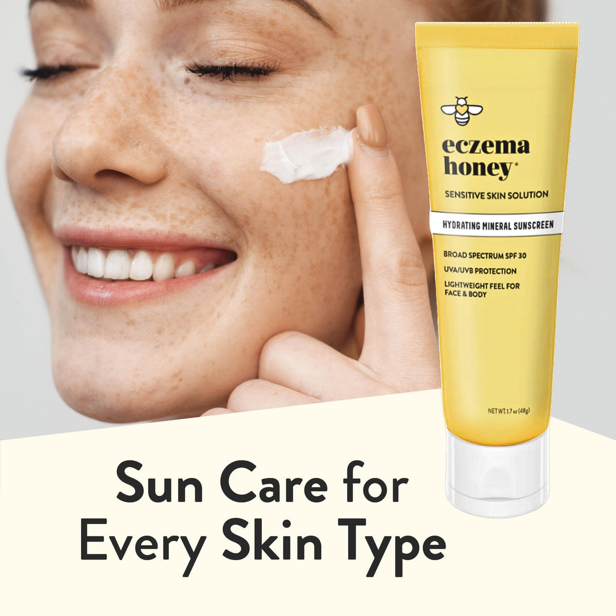 Eczema Honey tube in beach bag showing convenient everyday sun protection