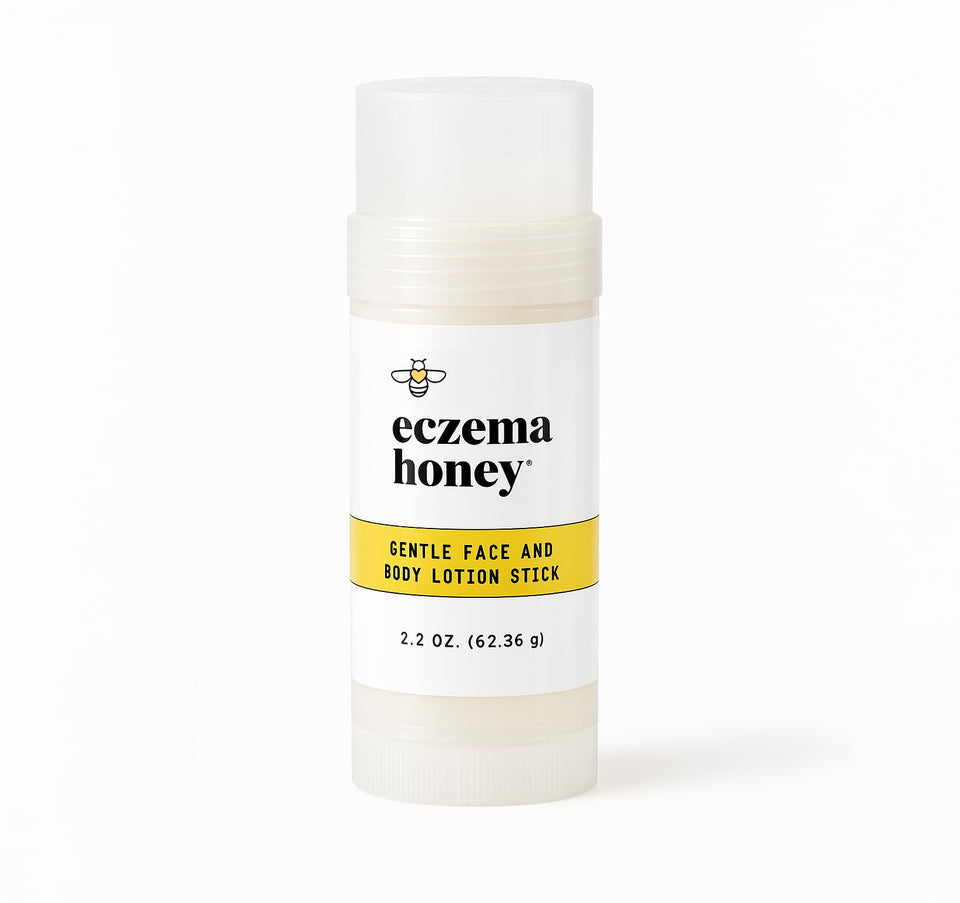 ECZEMA HONEY front packaging showing portable moisturizing stick benefit