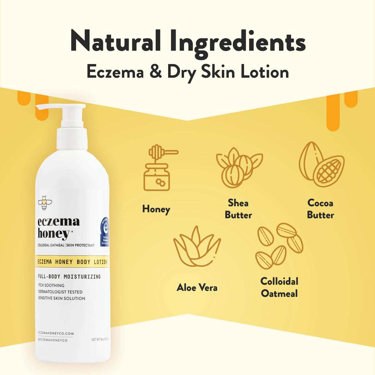 ECZEMA HONEY texture close-up highlighting creamy, non-greasy lotion consistency for fast absorption