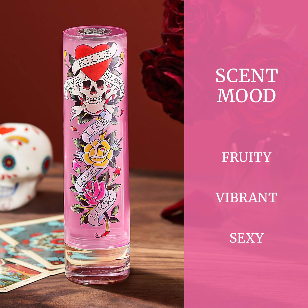 Ed Hardy amber-note detail image illustrating warm base depth benefit