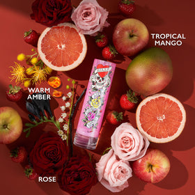 Ed Hardy atomizer spraying fine mist for easy, even application