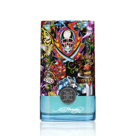 ED HARDY bottle detail with cap and label, highlighting premium design and texture