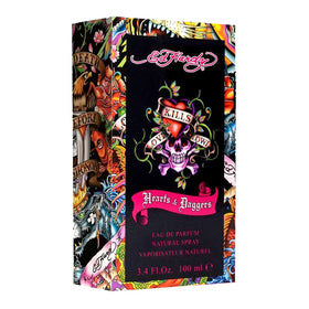 ED HARDY hearts & daggers spray in use on wrist demonstrating lasting fragrance benefit