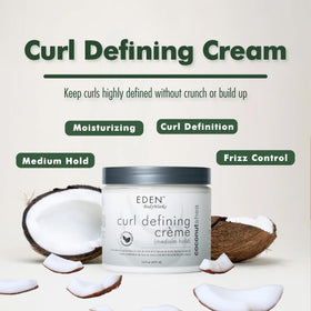 EDEN BodyWorks being applied to damp curls for defined results