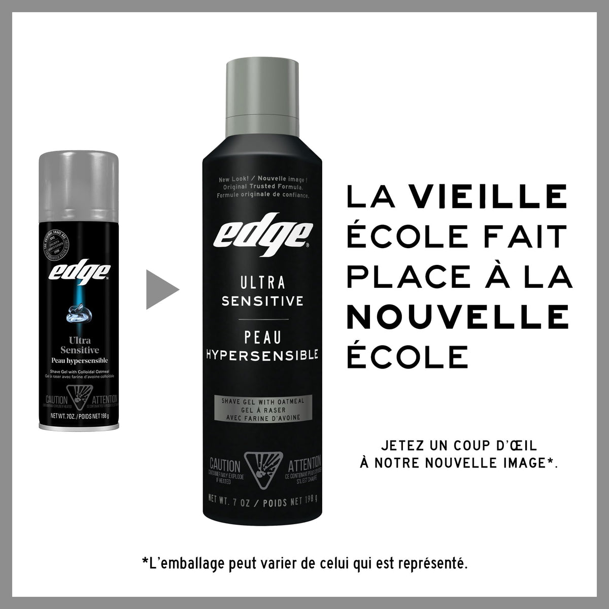 Edge can label detail showing ingredients and sensitive benefit