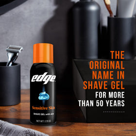 Edge gel with razor gliding smoothly to reduce tugging and irritation