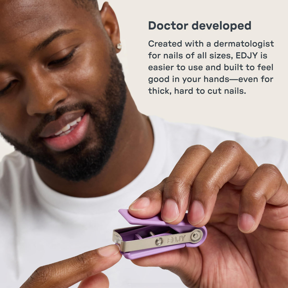 EDJY clipping compartment detail showing collected nail trimmings