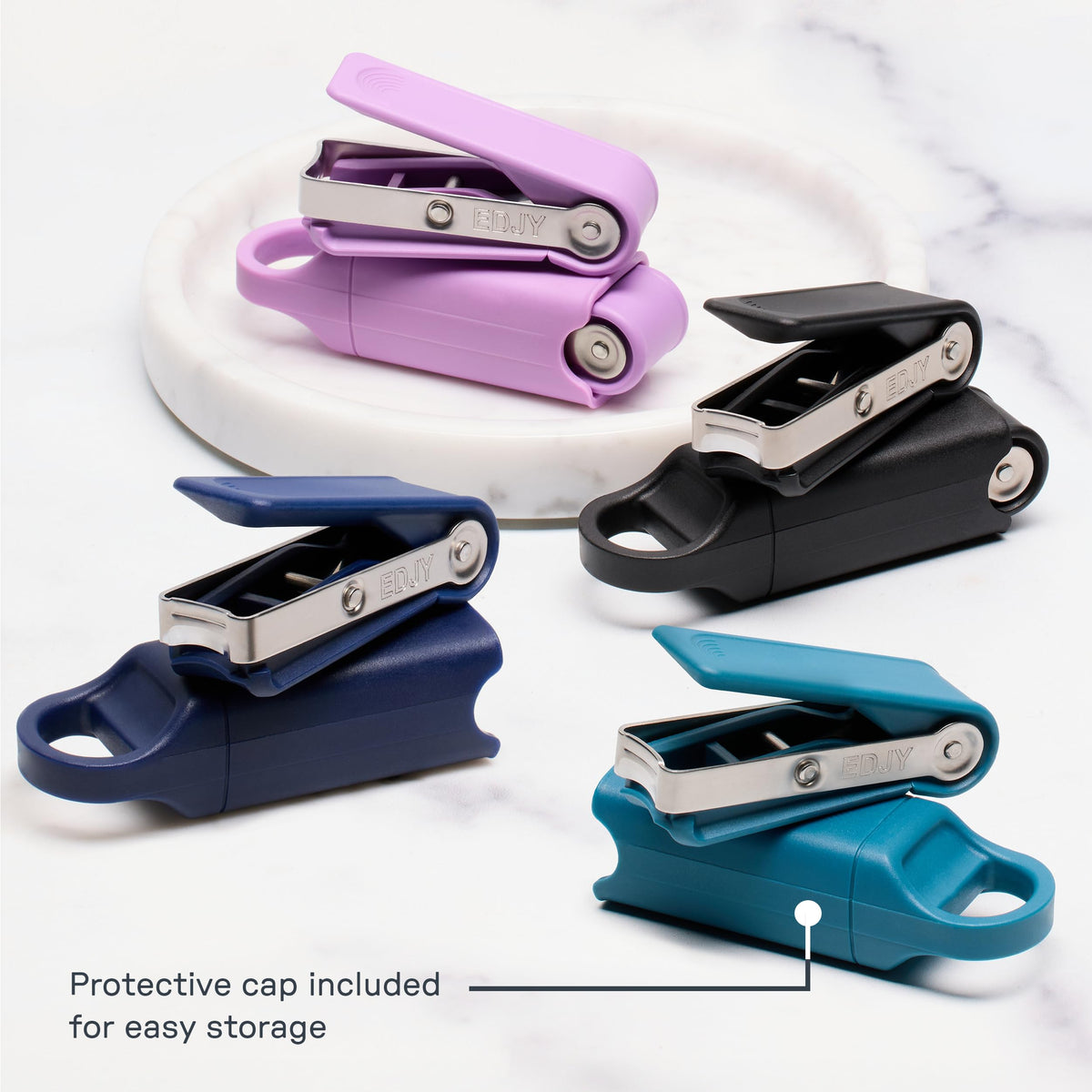 EDJY two-pack next to ruler showing compact size and travel-ready convenience