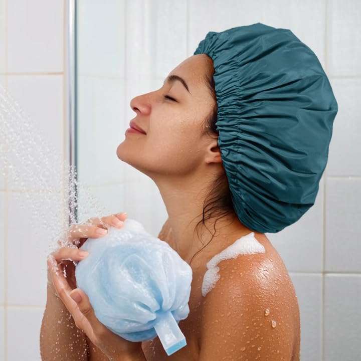 Edoneery cap worn by model with long curly hair keeping style dry