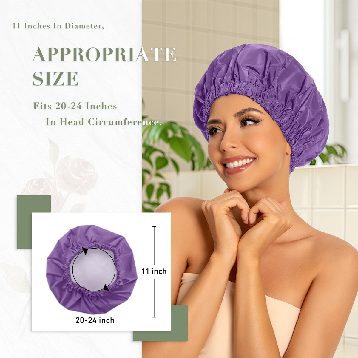 Edoneery cap worn by model with curly hair keeping hair dry