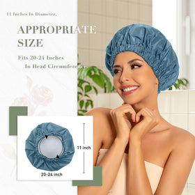 Edoneery cap stretched over long hair showing roomy fit benefit
