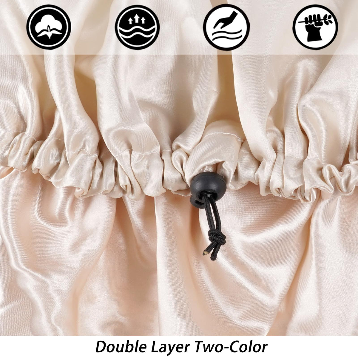 Edoneery close-up of double-layer satin texture protecting hair moisture