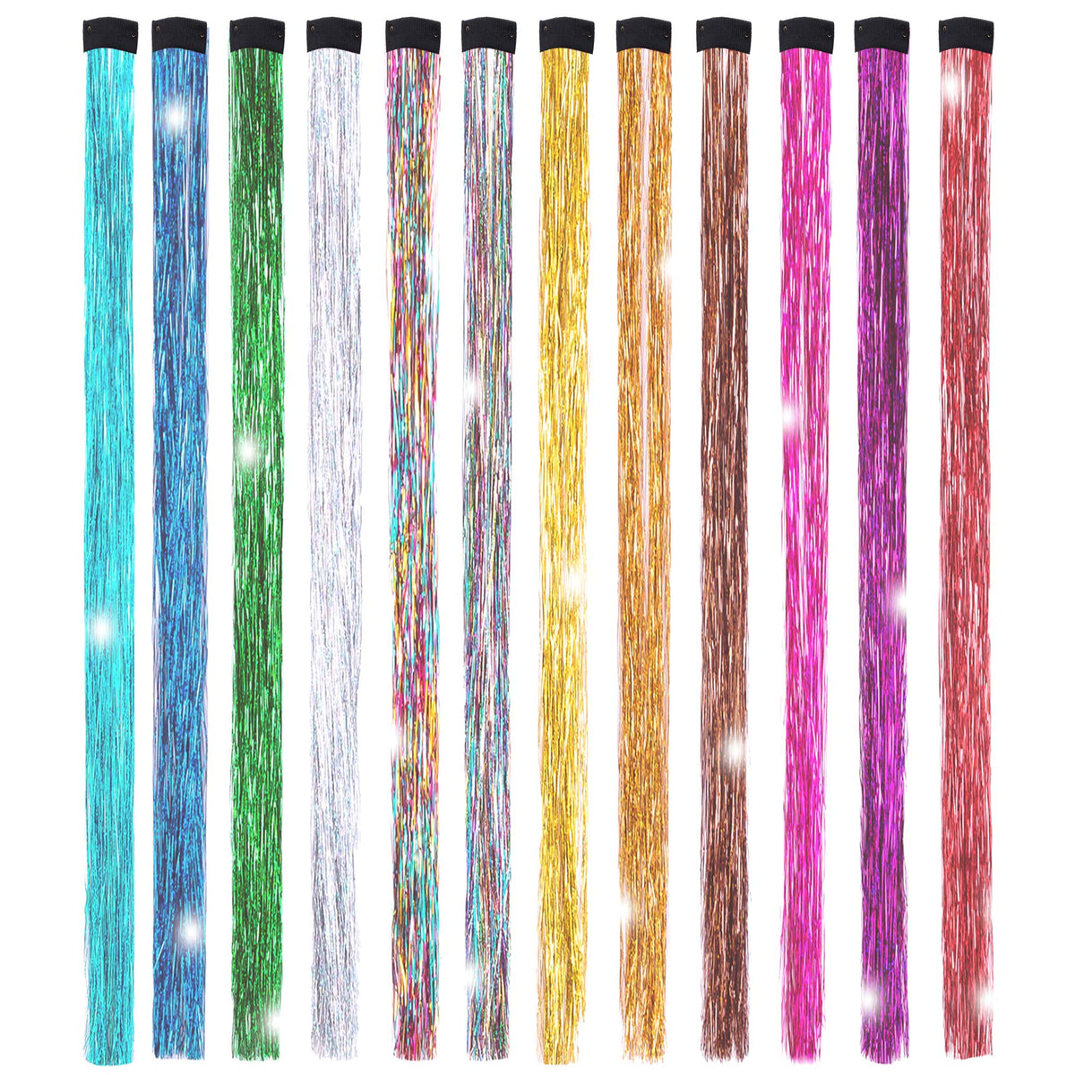 Edoneery front packaging showing clip-on tinsel kit and color variety benefit