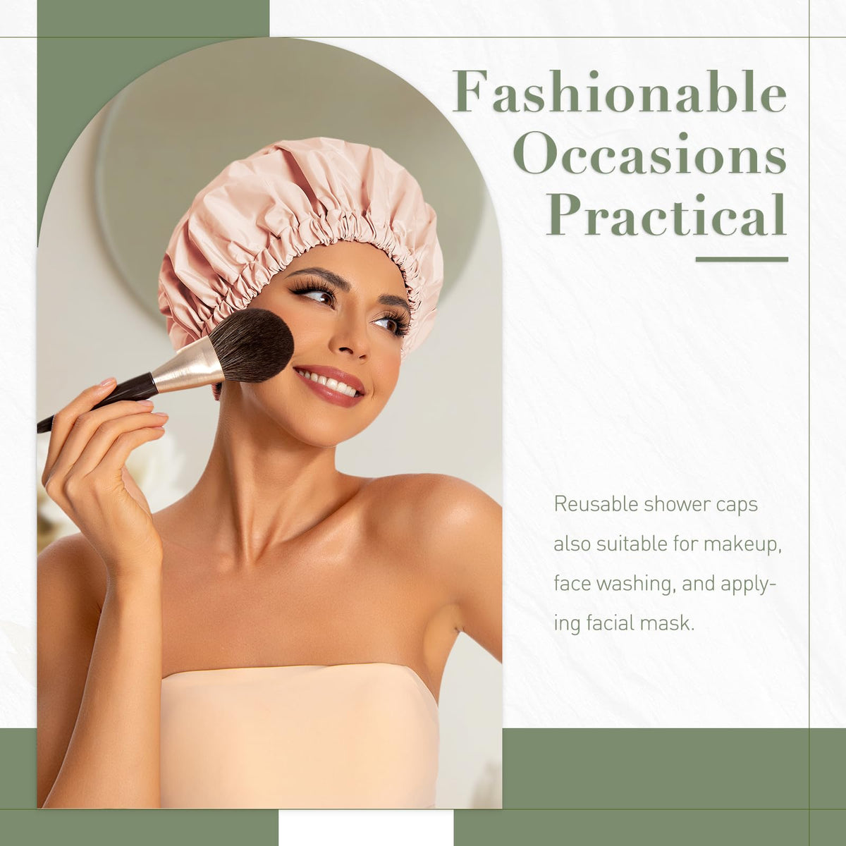 Edoneery shower cap elastic close-up demonstrating secure stretch and comfort