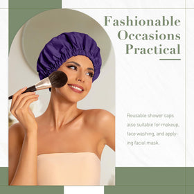 Edoneery shower cap inner coating close-up demonstrating waterproof protection