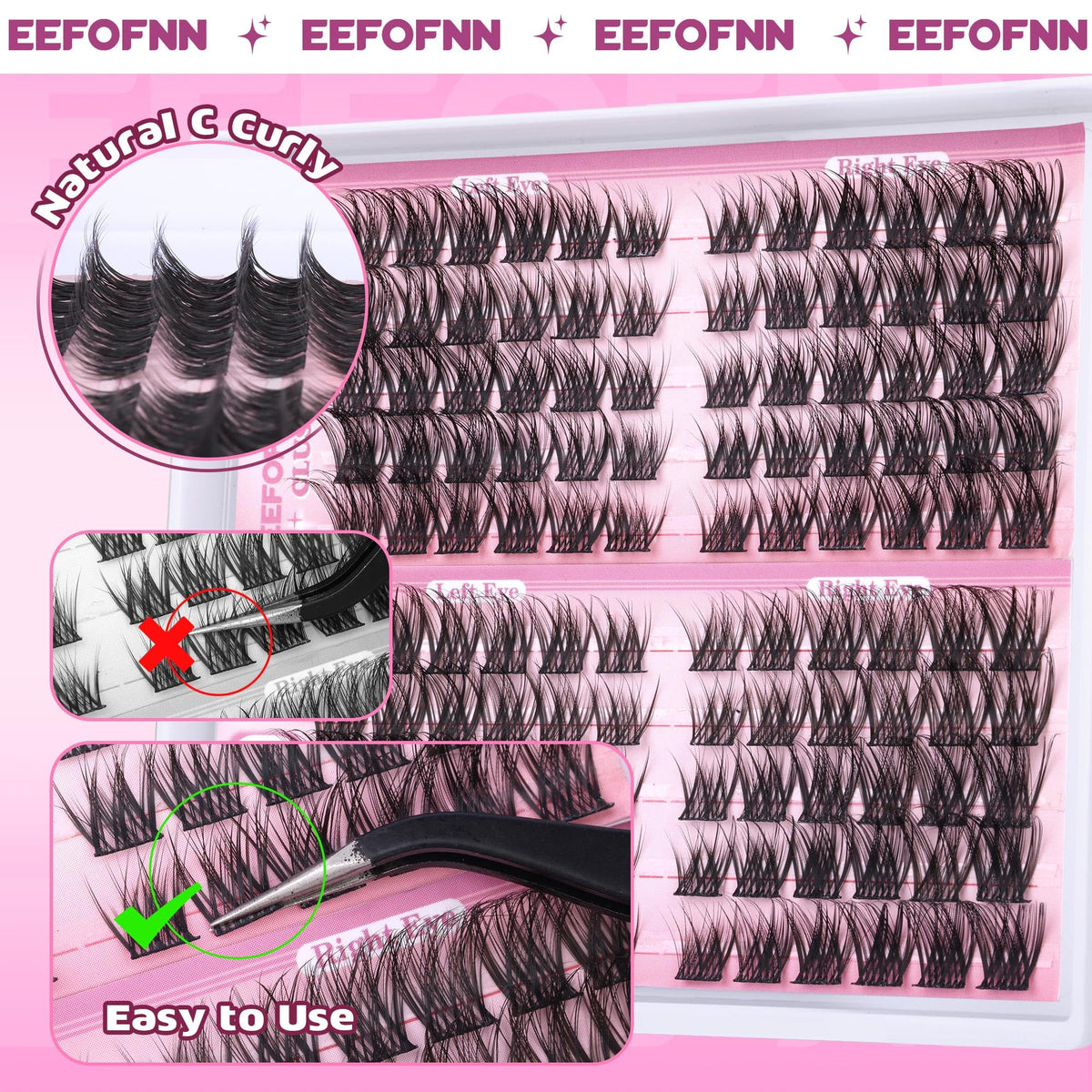 Eefofnn clusters with tweezers and adhesive illustrating easy DIY application
