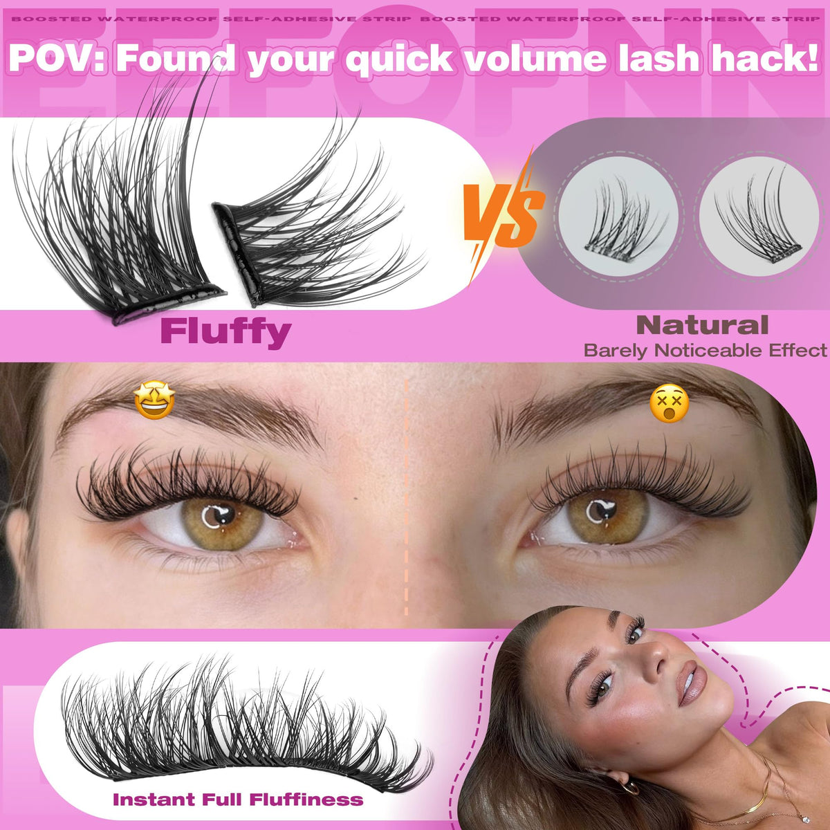 Eefofnn close-up of ultra-thin lash band highlighting seamless blend and lightweight comfort