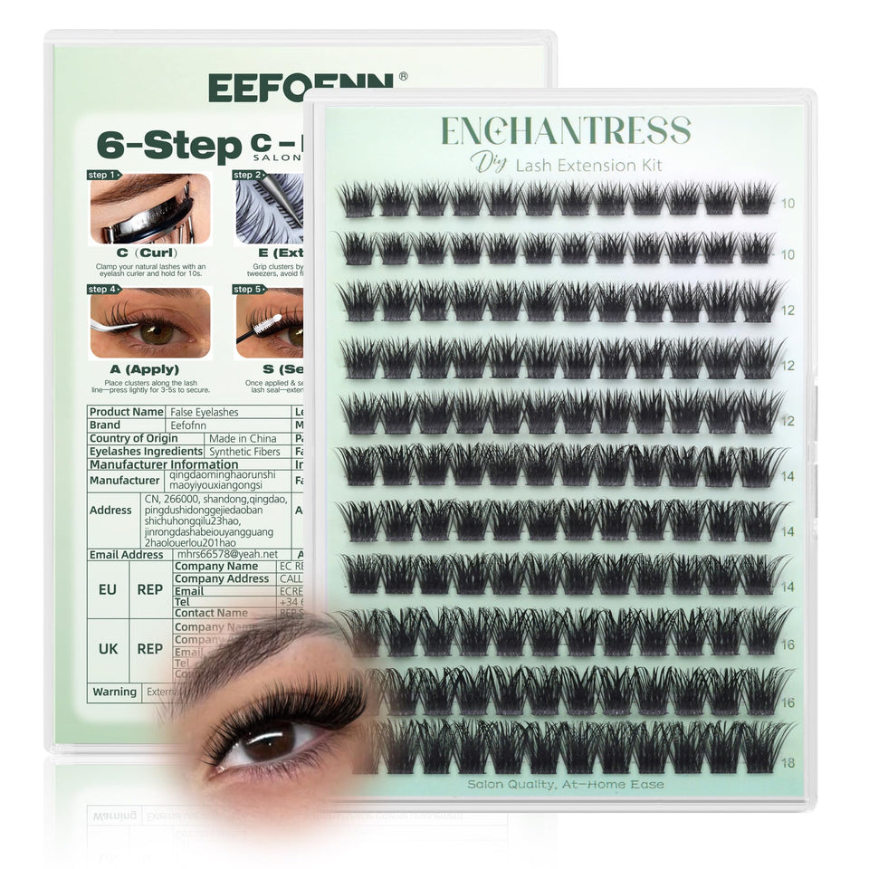 Eefofnn front packaging showing Enchantress lash clusters and neat layout for clear choice