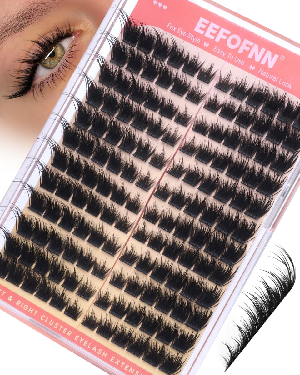 Eefofnn front packaging showing fox eye cluster set and benefits