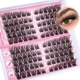 Eefofnn front packaging showing cluster lashes and included lengths for quick selection