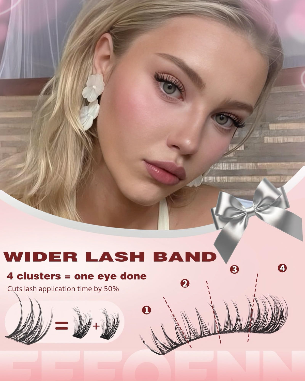Eefofnn on-eye close-up displaying wispy natural lift and subtle volume