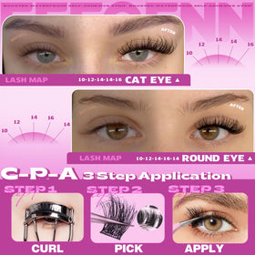 Eefofnn lash cluster next to a fingertip for scale, illustrating compact, travel-ready size