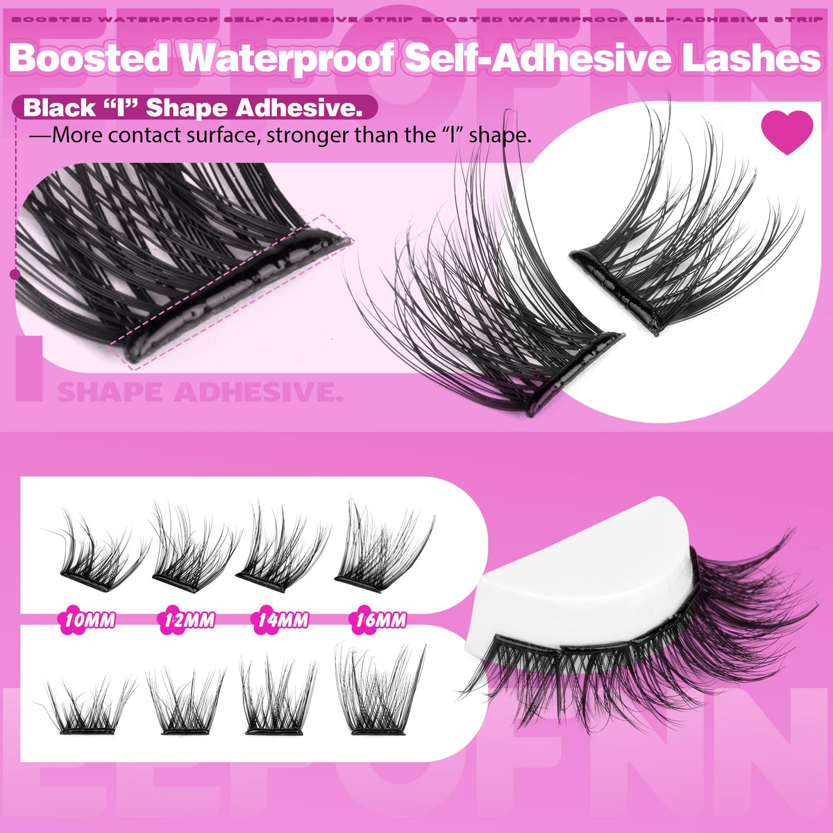 Eefofnn lashes in a makeup bag showing portability and spill-free, glue-less travel benefit