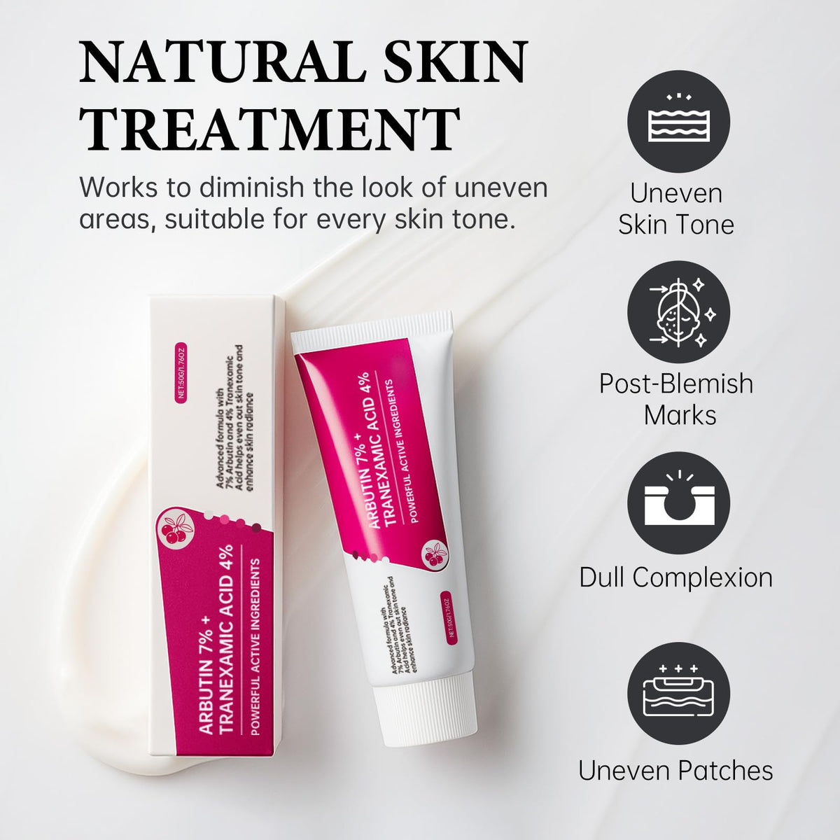 EELHOE ingredient label highlighting arbutin and tranexamic acid benefits