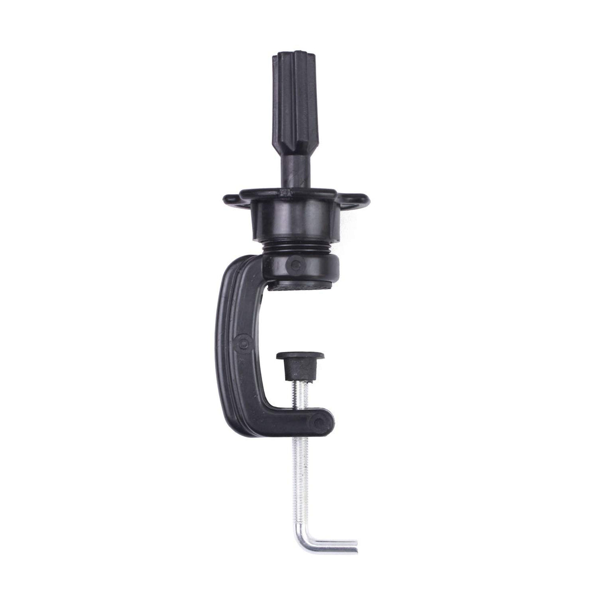EERYA front view of head stand showing sleek black finish and stable base