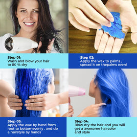 EFLY rinsing hair to show easy shampoo washout of temporary blue color