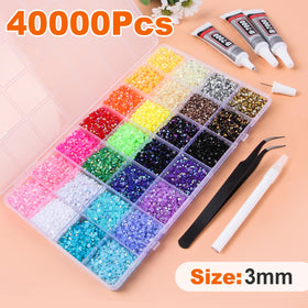 EGKamh open 28-grid organizer displaying 28 vibrant rhinestone colors