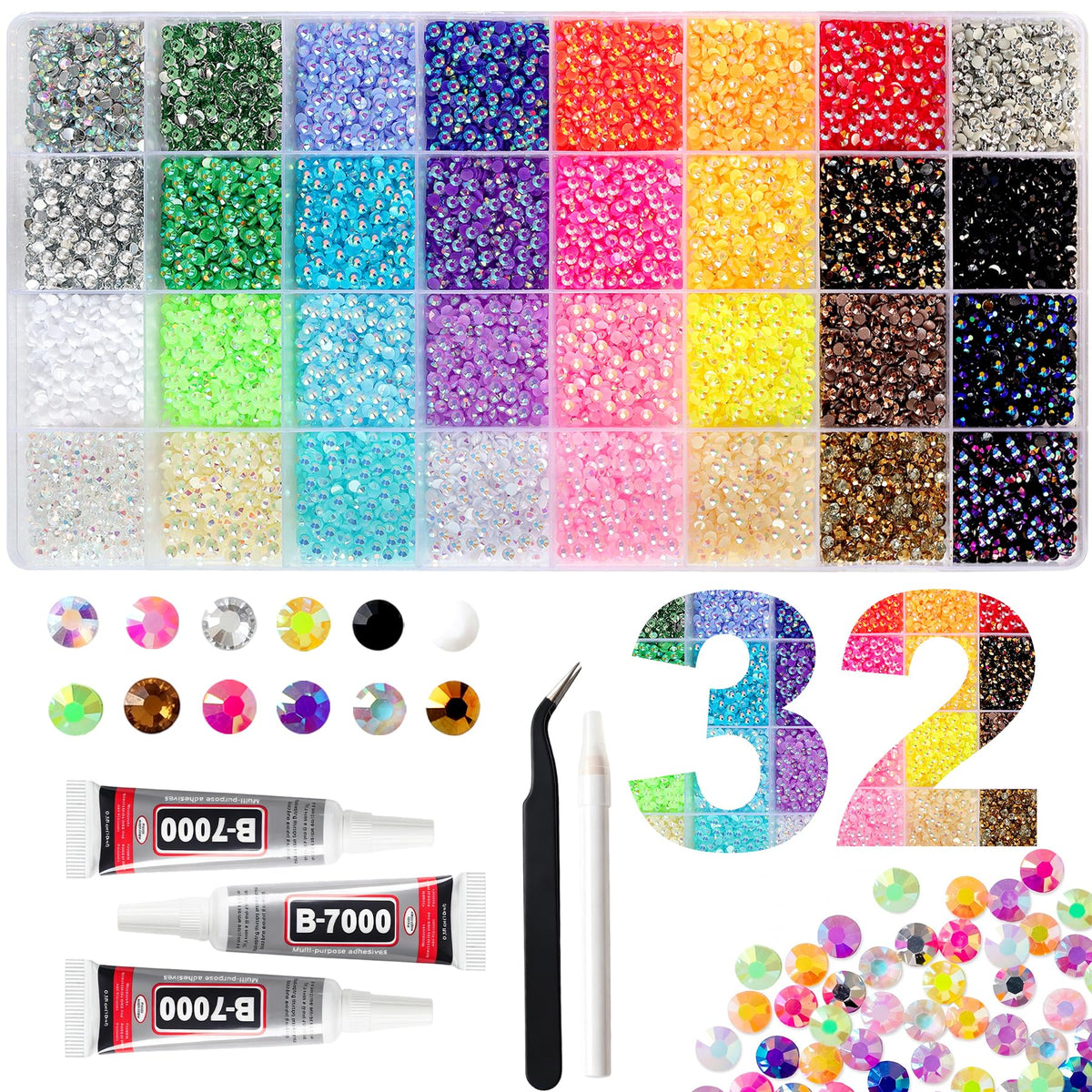 EGKamh organizer box showing 32-color compartments for easy craft access