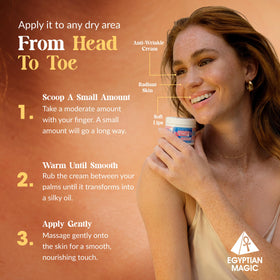Egyptian Magic being applied to hand demonstrating deep hydration benefit