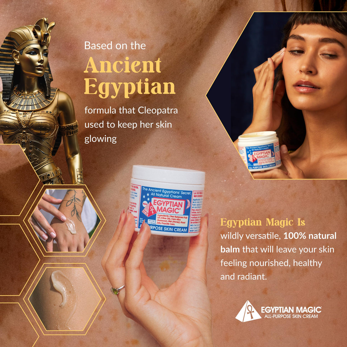 Opened Egyptian Magic jar texture close-up showing rich moisturizing balm