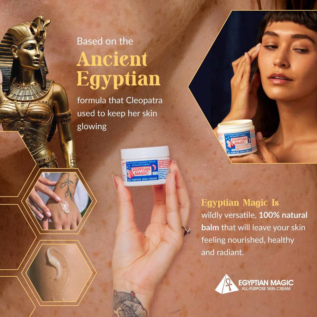 Egyptian Magic open jar showing creamy texture and spreadability benefit