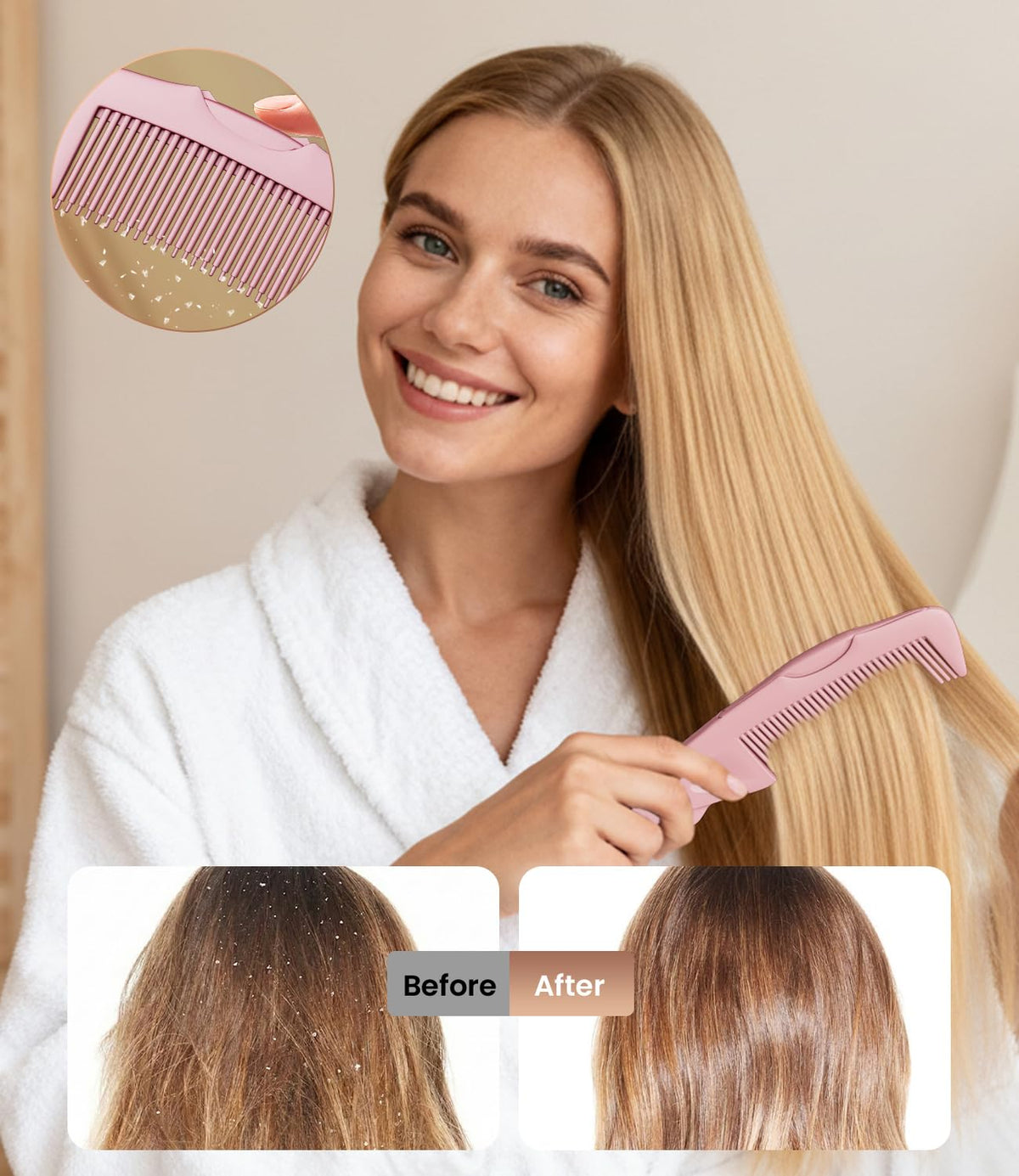 EHBELIF fine-tooth comb close-up highlighting stainless-steel teeth for precise removal
